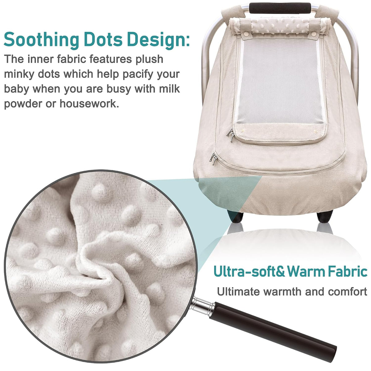 Waterproof Baby Car Seat Cover, Infant Car Seat Cover Canopy for Boy Girls