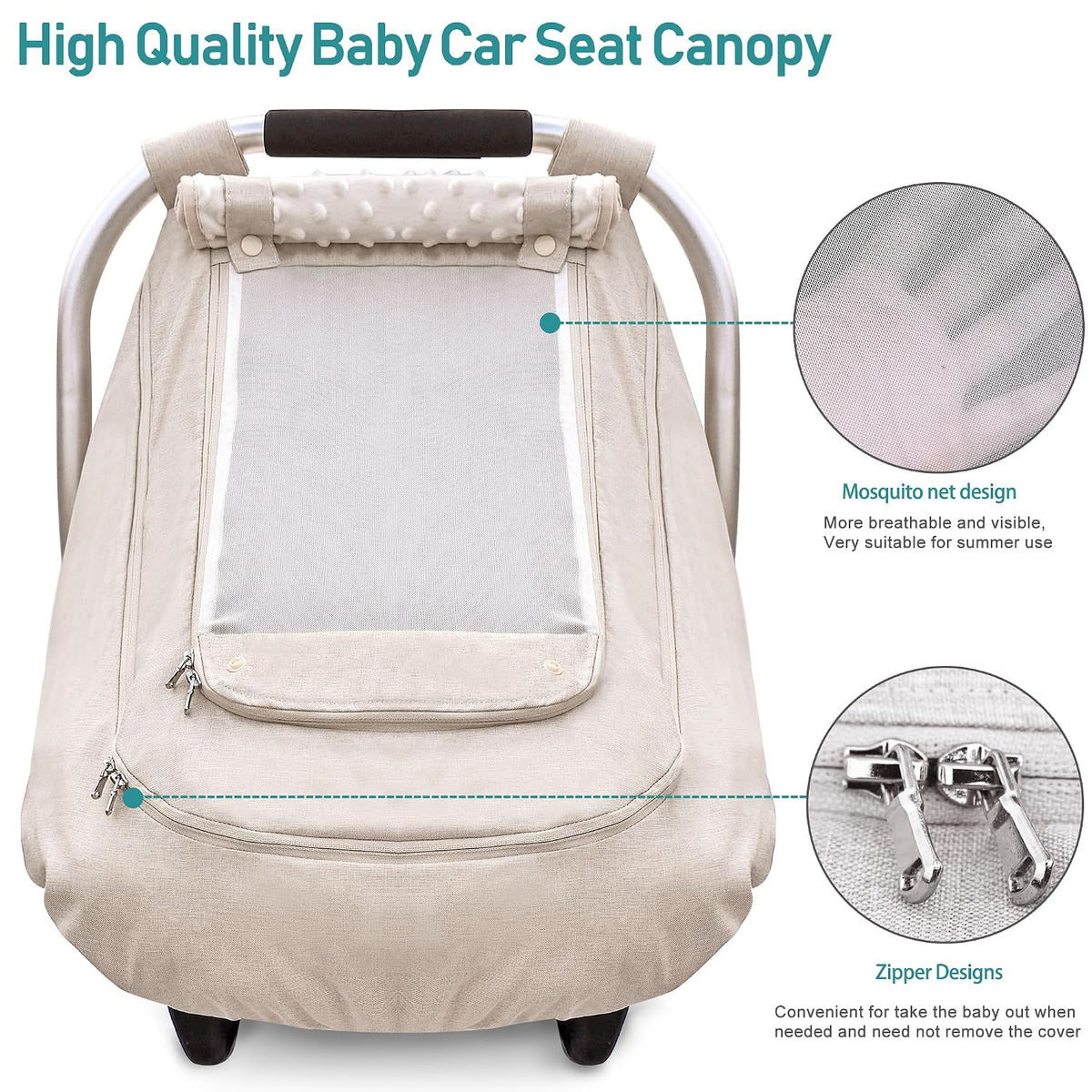Waterproof Baby Car Seat Cover, Infant Car Seat Cover Canopy for Boy Girls