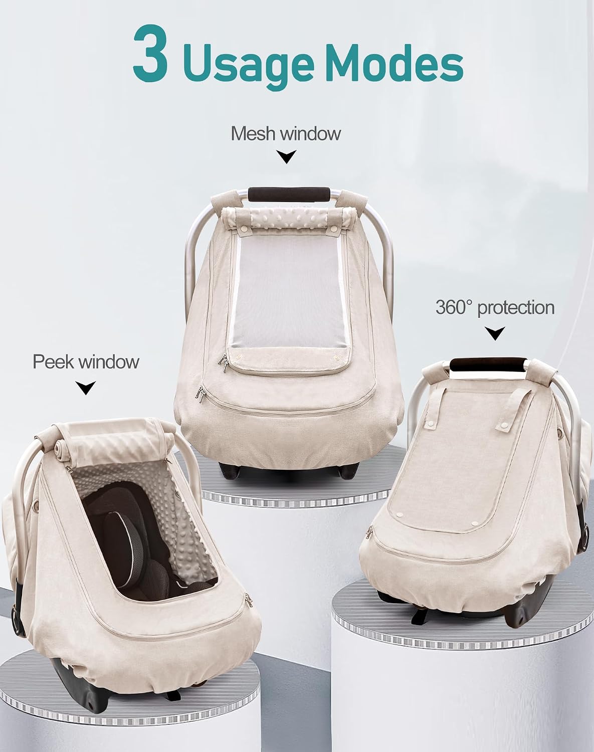 Waterproof Baby Car Seat Cover, Infant Car Seat Cover Canopy for Boy Girls