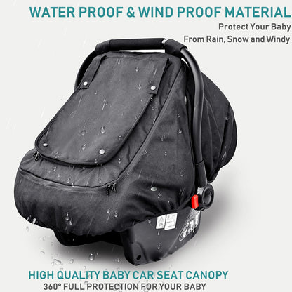 Waterproof Baby Car Seat Cover, Infant Car Seat Cover Canopy for Boy Girls