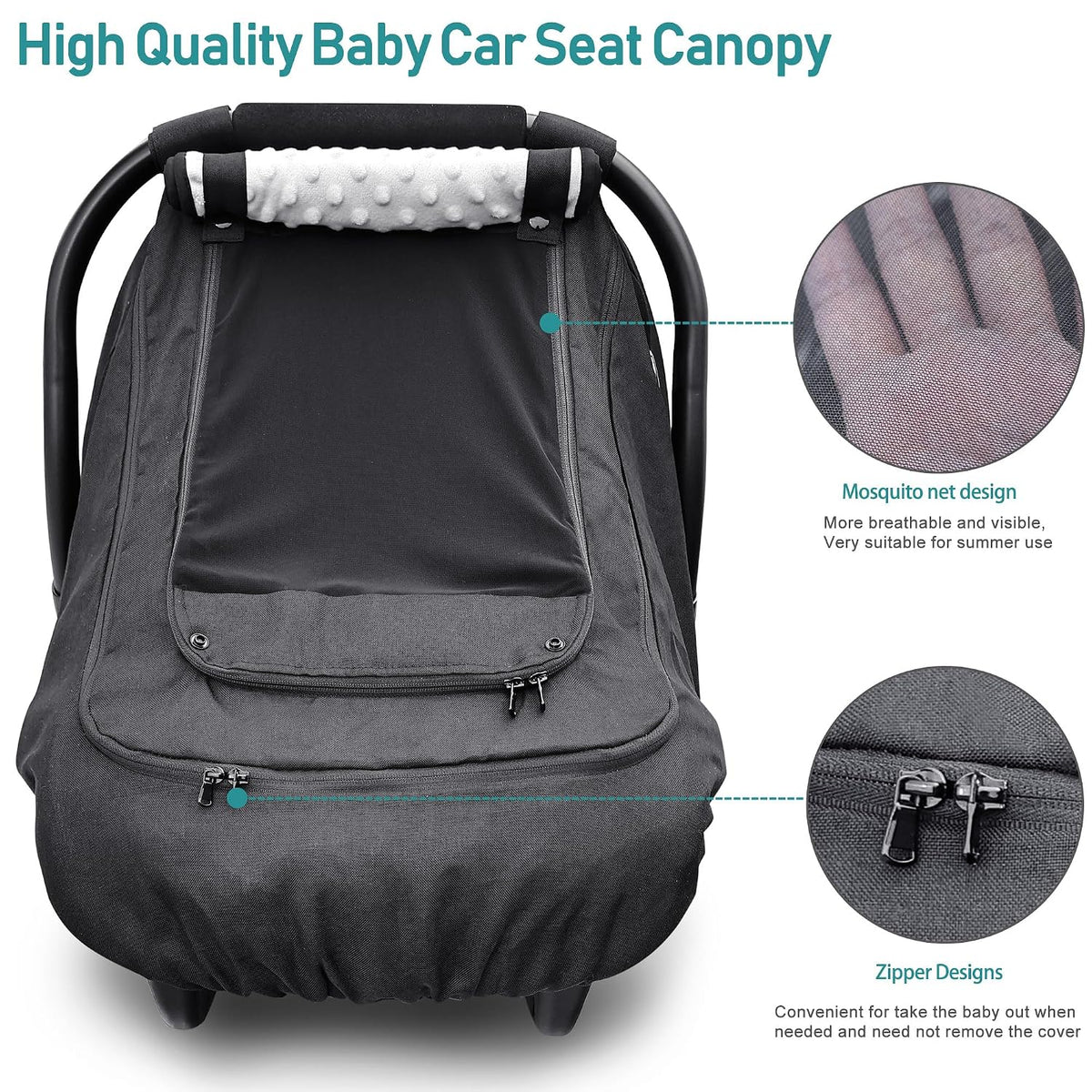 Waterproof Baby Car Seat Cover, Infant Car Seat Cover Canopy for Boy Girls