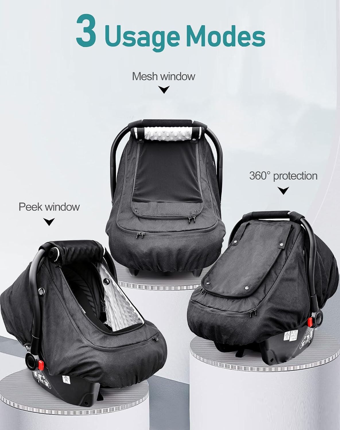 Waterproof Baby Car Seat Cover, Infant Car Seat Cover Canopy for Boy Girls