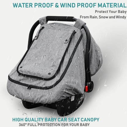 Waterproof Baby Car Seat Cover, Infant Car Seat Cover Canopy for Boy Girls
