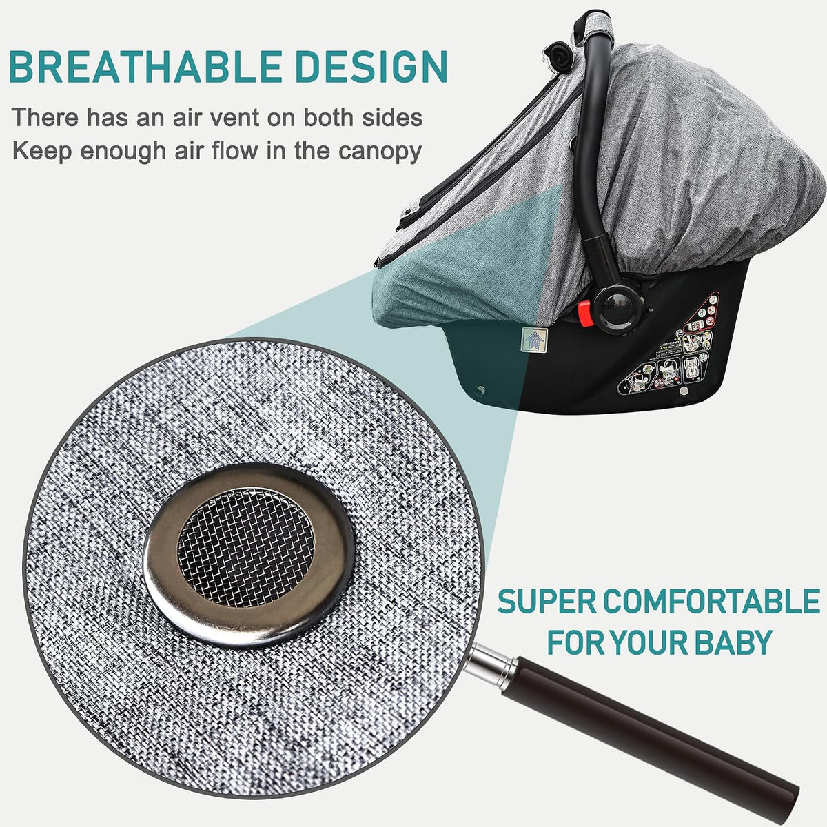Waterproof Baby Car Seat Cover, Infant Car Seat Cover Canopy for Boy Girls