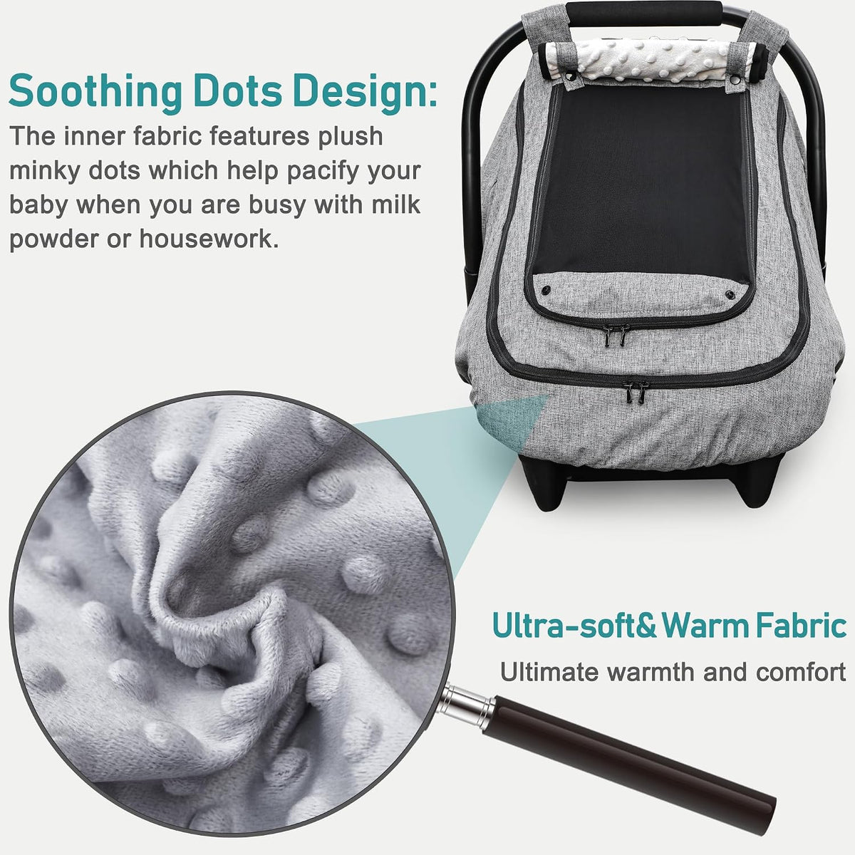 Waterproof Baby Car Seat Cover, Infant Car Seat Cover Canopy for Boy Girls