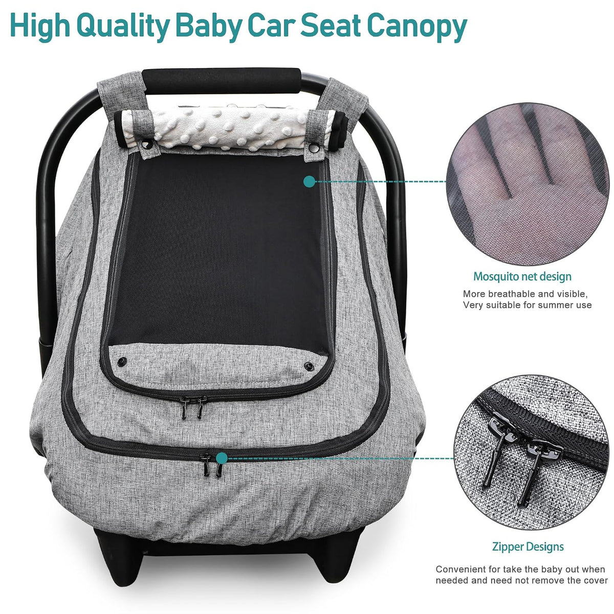 Waterproof Baby Car Seat Cover, Infant Car Seat Cover Canopy for Boy Girls