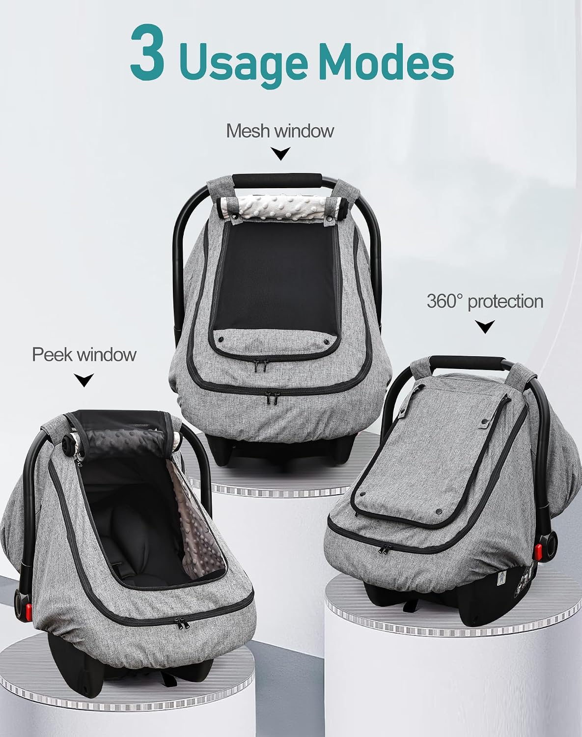Waterproof Baby Car Seat Cover, Infant Car Seat Cover Canopy for Boy Girls