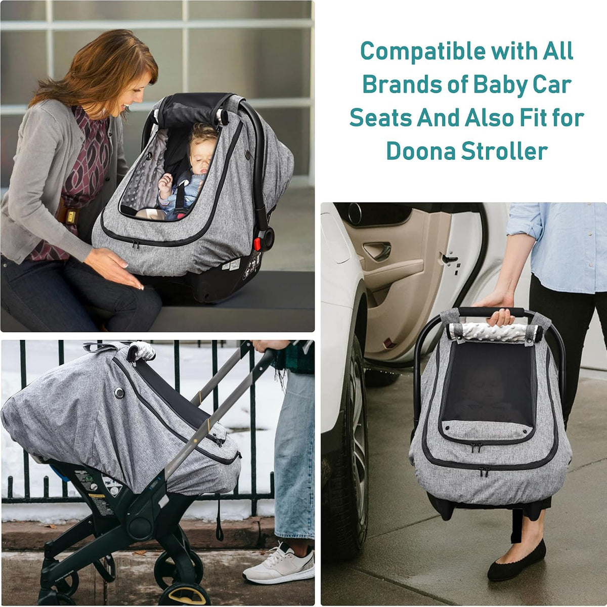 Waterproof Baby Car Seat Cover, Infant Car Seat Cover Canopy for Boy Girls