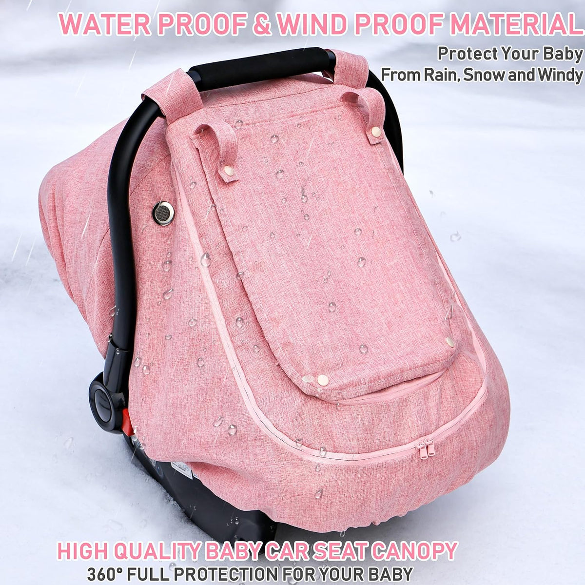 Waterproof Baby Car Seat Cover, Infant Car Seat Cover Canopy for Boy Girls