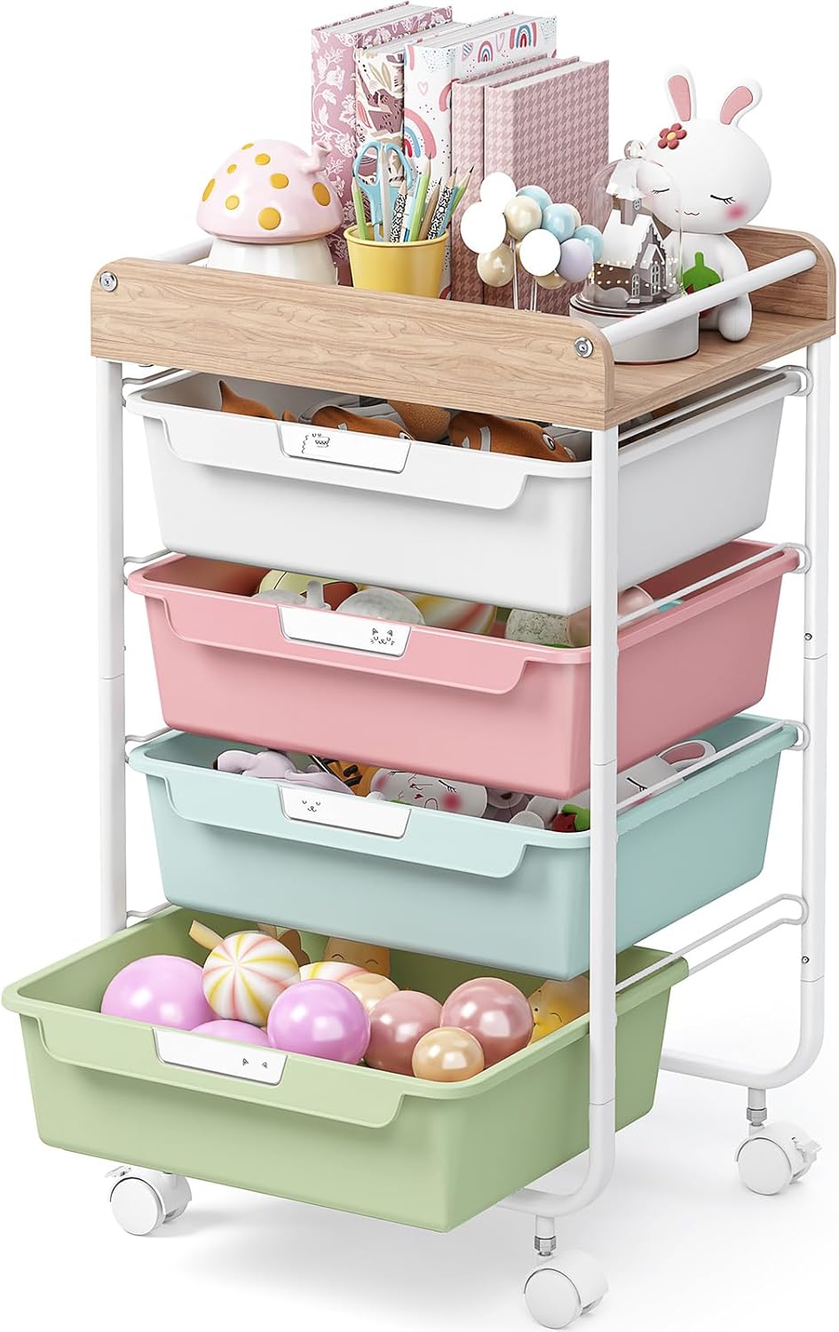 Rolling Storage Utility Cart with 5 Drawers,Colorful