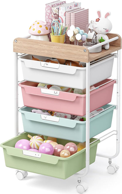 Rolling Storage Utility Cart with 5 Drawers,Colorful