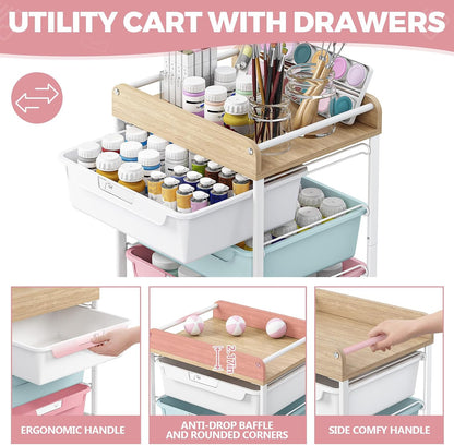 Rolling Storage Utility Cart with 5 Drawers,Colorful