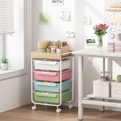 Rolling Storage Utility Cart with 5 Drawers,Colorful