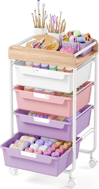 Rolling Storage Utility Cart with 5 Drawers,Colorful