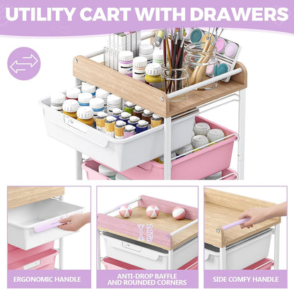 Rolling Storage Utility Cart with 5 Drawers,Colorful