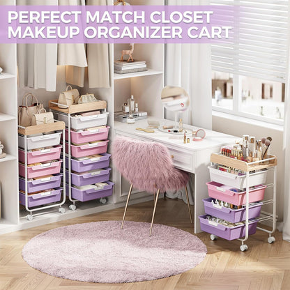 Rolling Storage Utility Cart with 5 Drawers,Colorful
