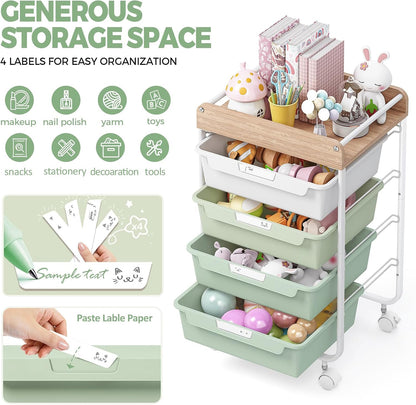 Rolling Storage Utility Cart with 5 Drawers,Colorful