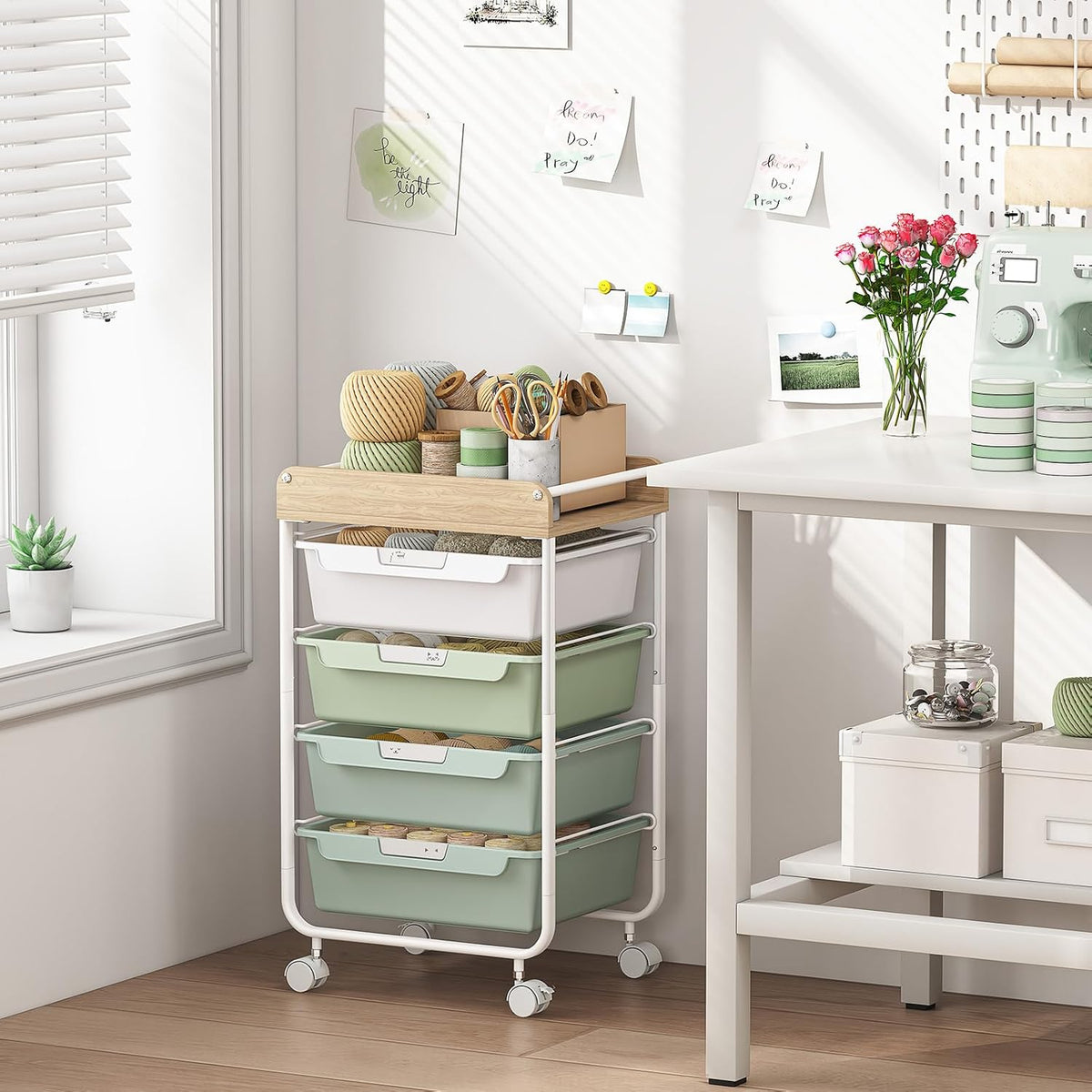 Rolling Storage Utility Cart with 5 Drawers,Colorful