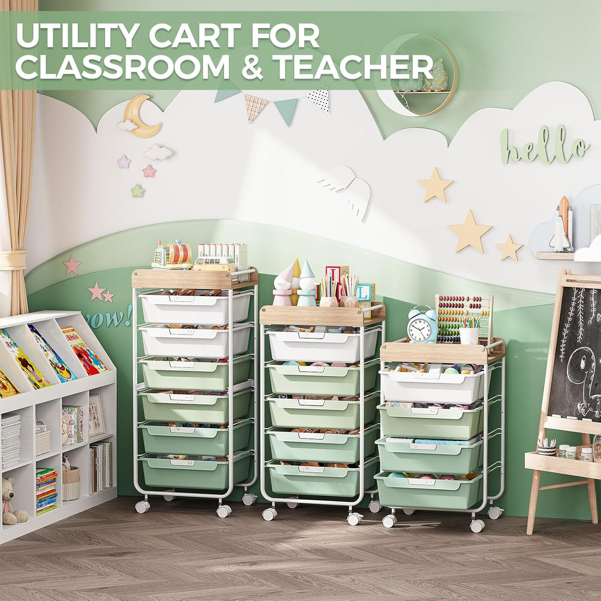 Rolling Storage Utility Cart with 5 Drawers,Colorful