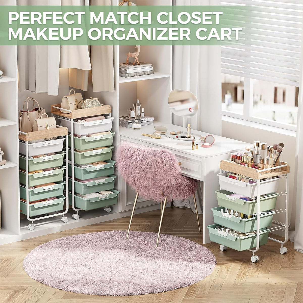 Rolling Storage Utility Cart with 5 Drawers,Colorful