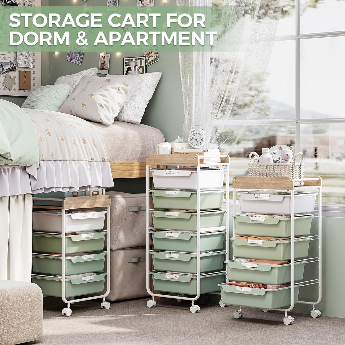 Rolling Storage Utility Cart with 5 Drawers,Colorful