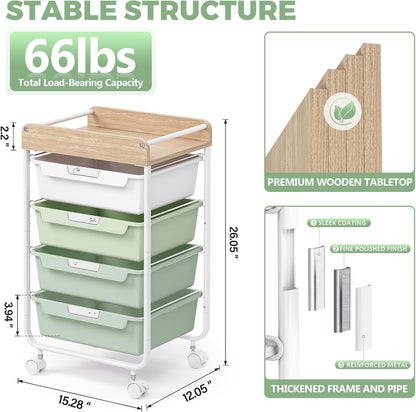 Rolling Storage Utility Cart with 5 Drawers,Colorful