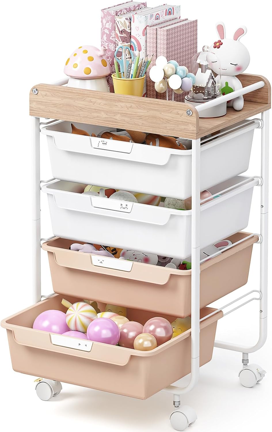Rolling Storage Utility Cart with 5 Drawers,Colorful