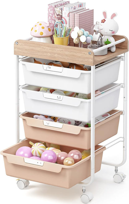Rolling Storage Utility Cart with 5 Drawers,Colorful