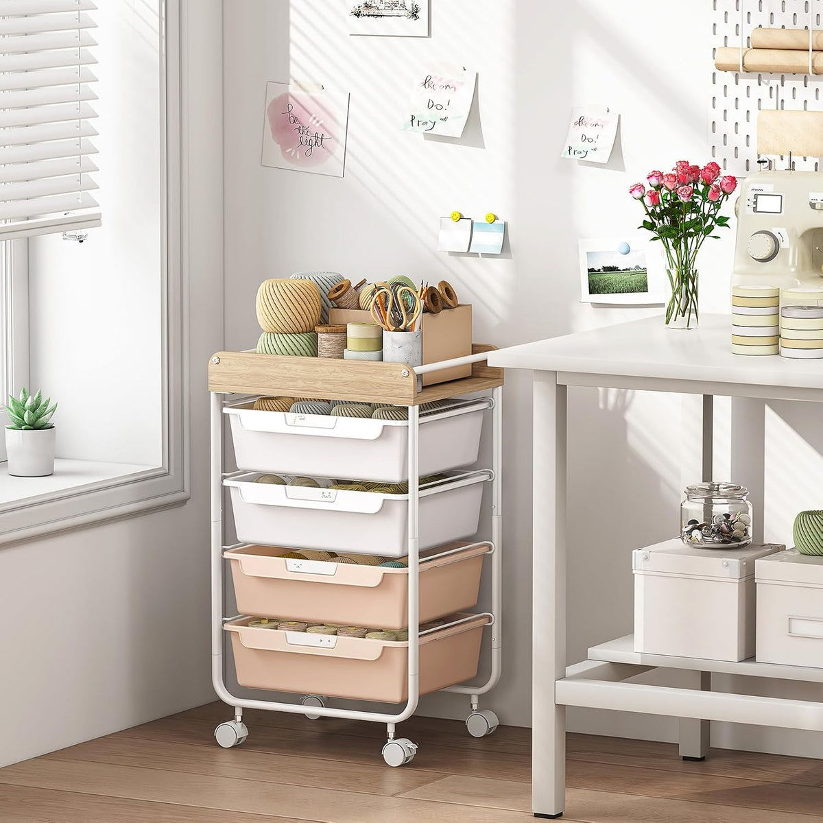Rolling Storage Utility Cart with 5 Drawers,Colorful