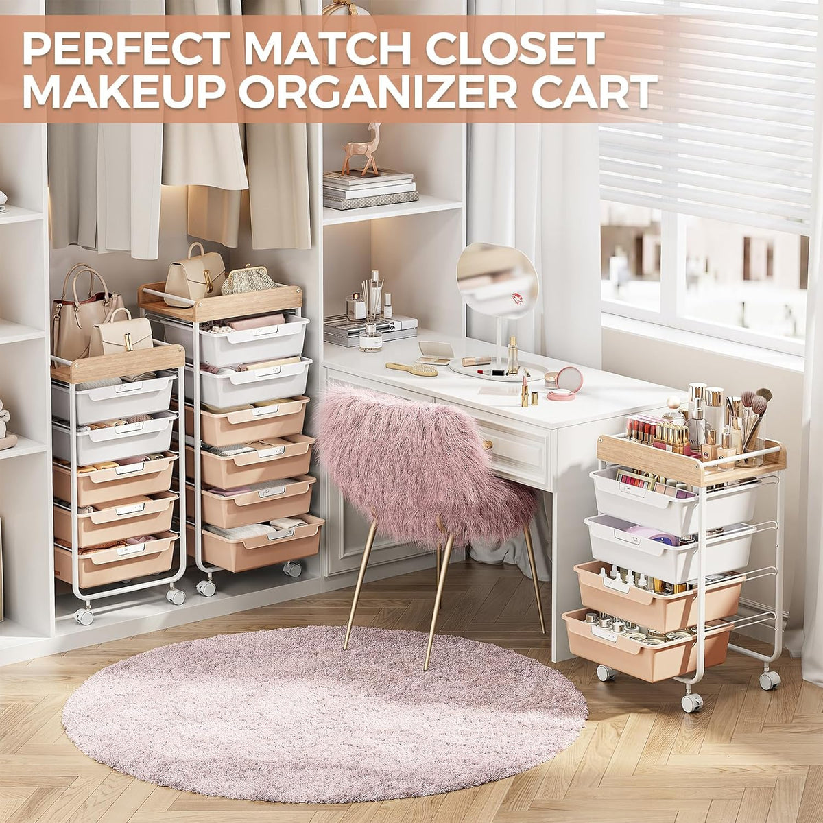 Rolling Storage Utility Cart with 5 Drawers,Colorful