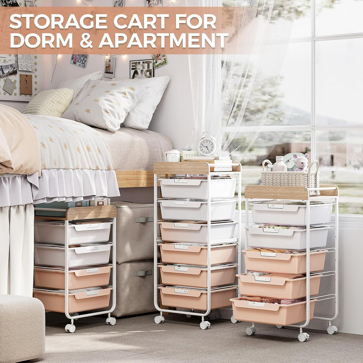 Rolling Storage Utility Cart with 5 Drawers,Colorful