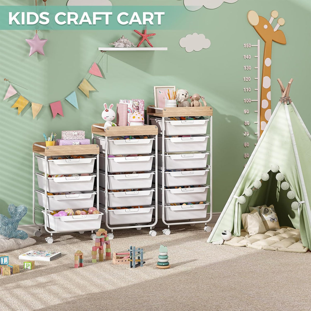 Rolling Storage Utility Cart with 5 Drawers,Colorful