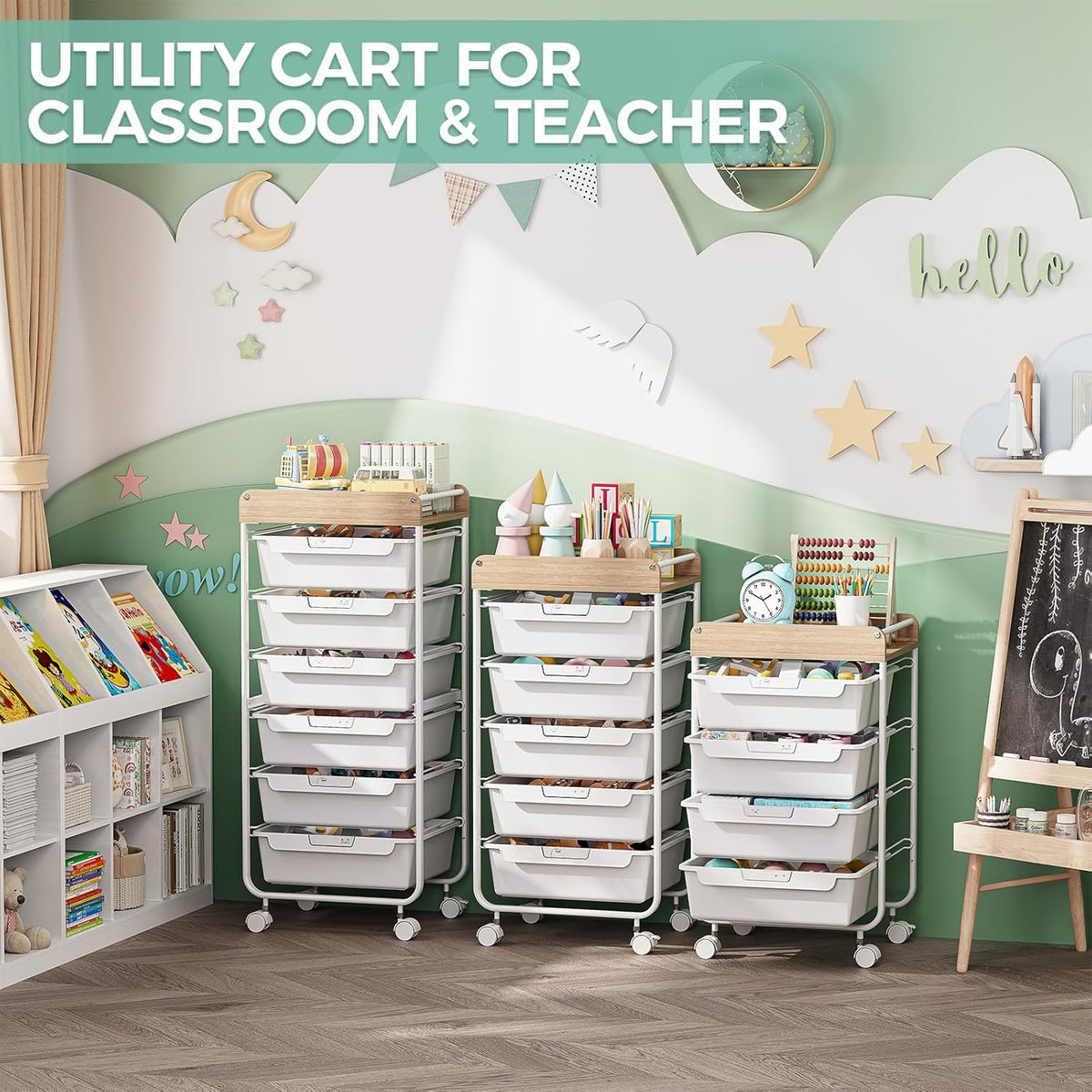 Rolling Storage Utility Cart with 5 Drawers,Colorful