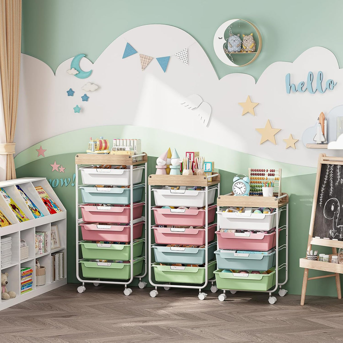 Rolling Storage Utility Cart with 5 Drawers,Colorful