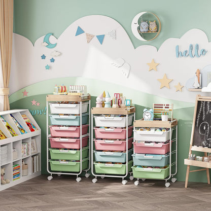 Rolling Storage Utility Cart with 5 Drawers,Colorful
