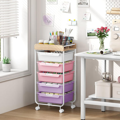 Rolling Storage Utility Cart with 5 Drawers,Colorful