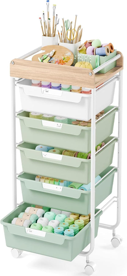 Rolling Storage Utility Cart with 5 Drawers,Colorful