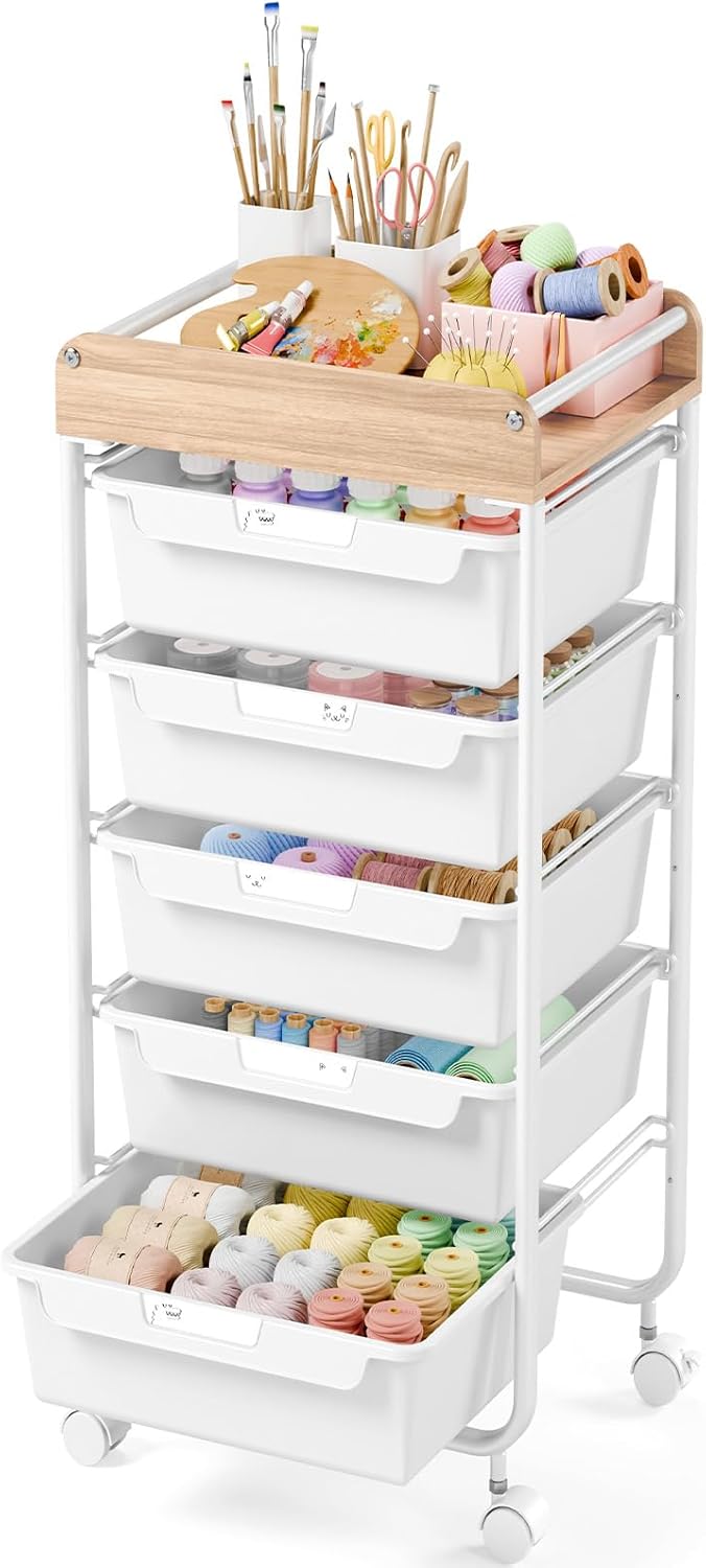 Rolling Storage Utility Cart with 5 Drawers,Colorful