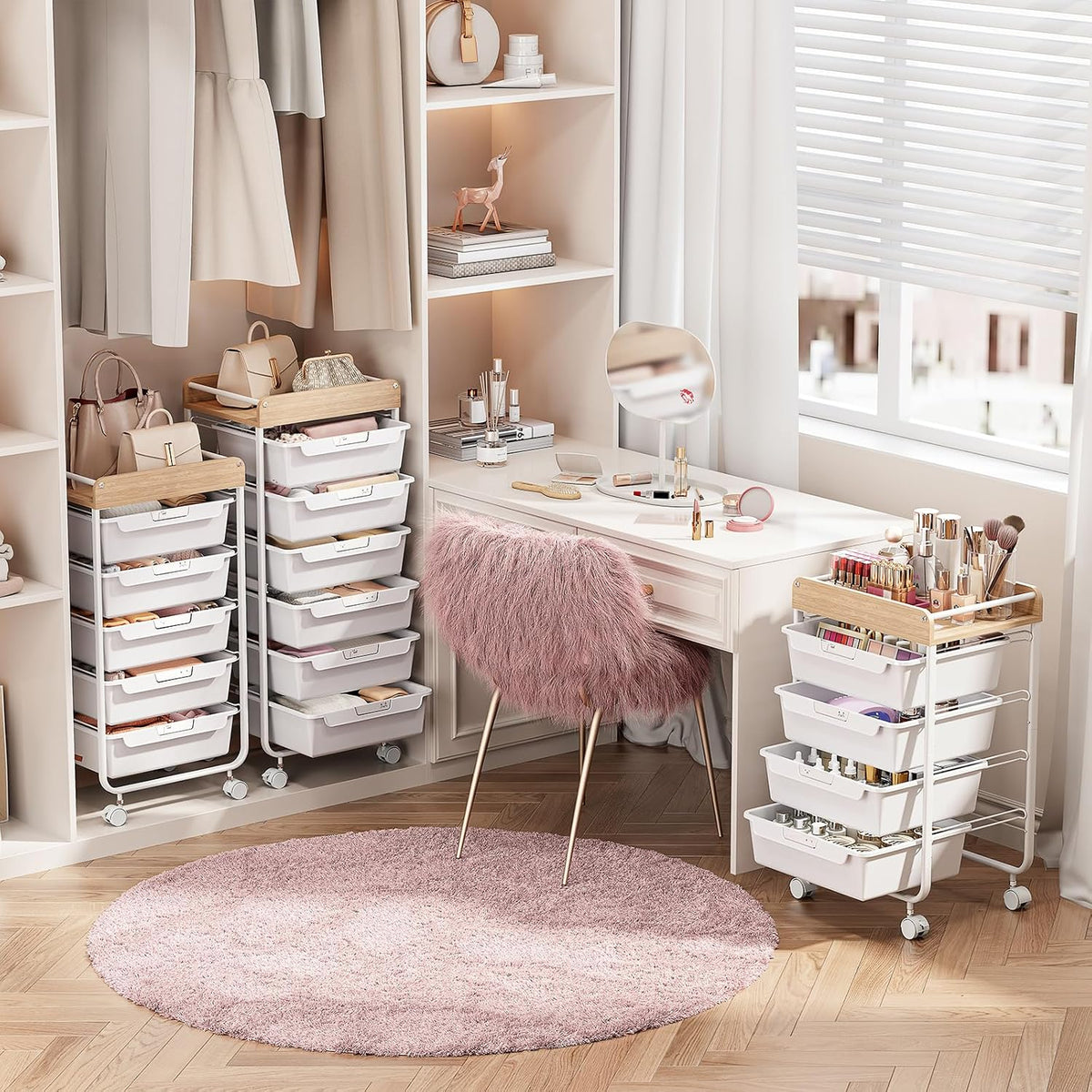Rolling Storage Utility Cart with 5 Drawers,Colorful