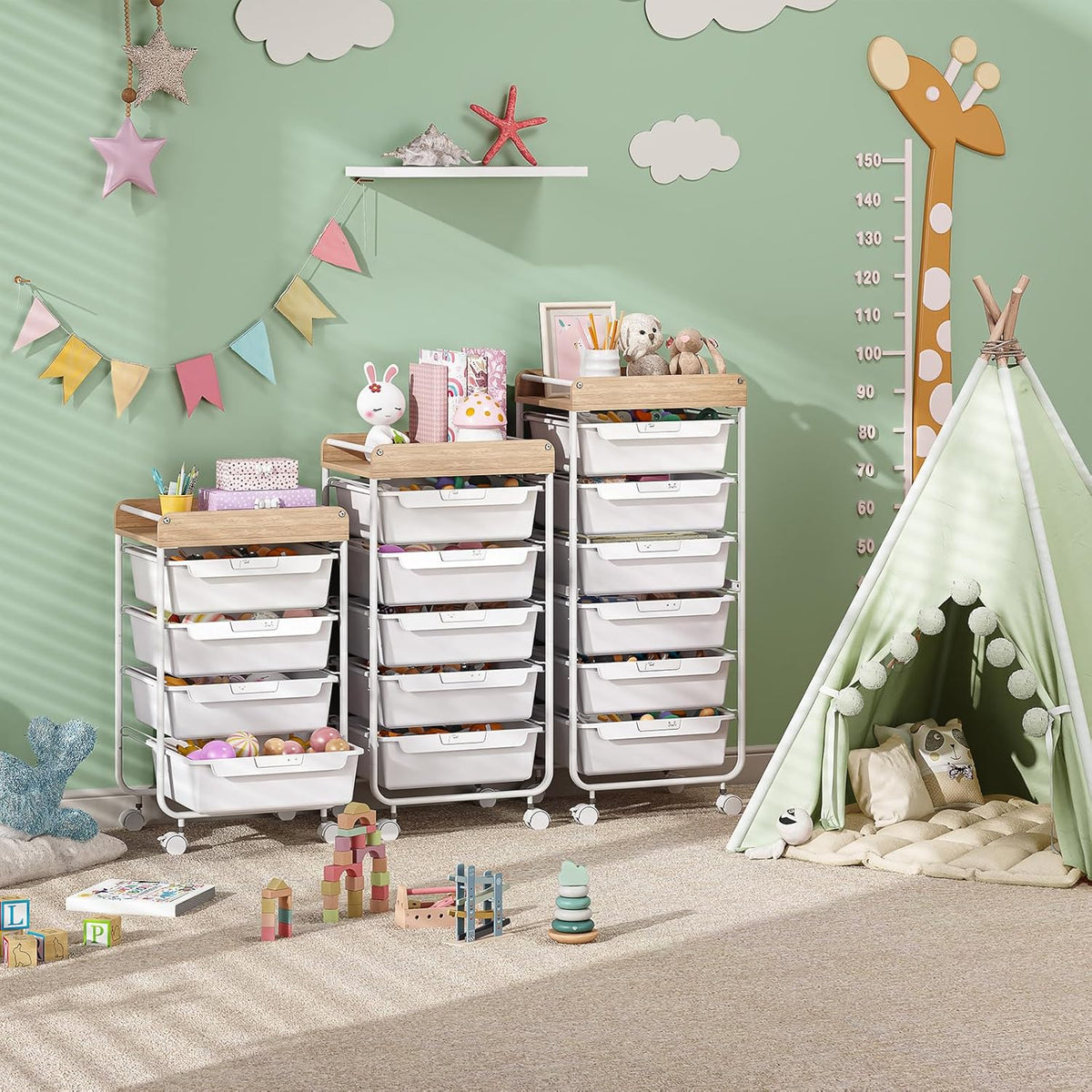Rolling Storage Utility Cart with 5 Drawers,Colorful