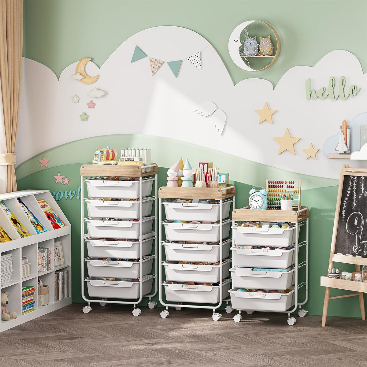 Rolling Storage Utility Cart with 5 Drawers,Colorful
