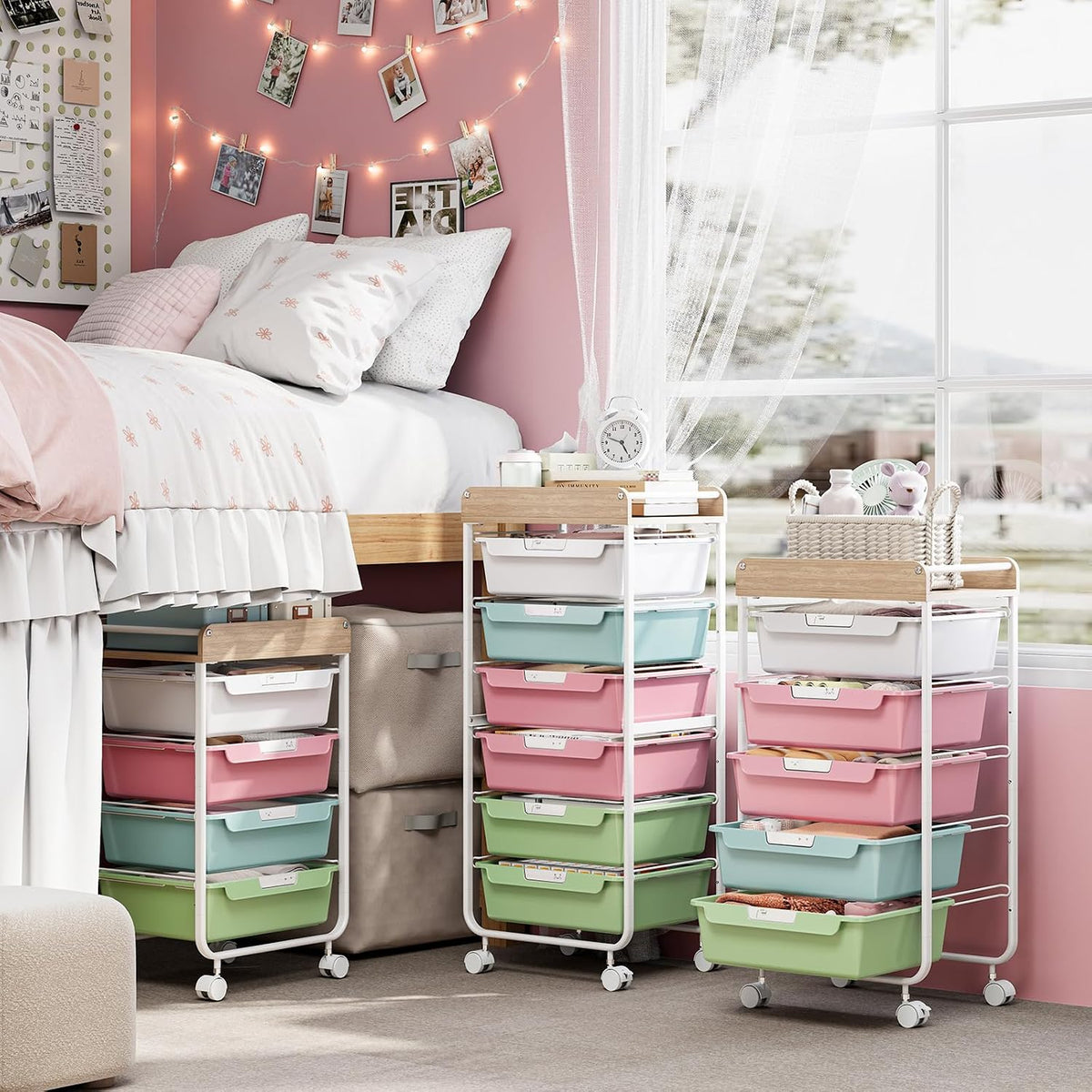 Rolling Storage Utility Cart with 5 Drawers,Colorful