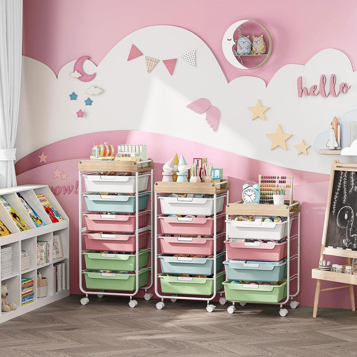 Rolling Storage Utility Cart with 5 Drawers,Colorful