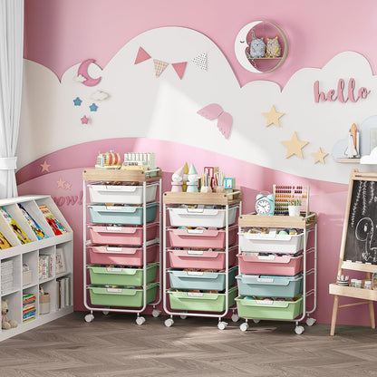 Rolling Storage Utility Cart with 5 Drawers,Colorful