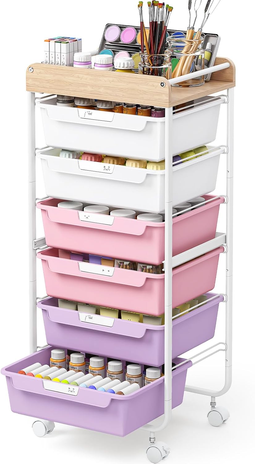 Rolling Storage Utility Cart with 5 Drawers,Colorful