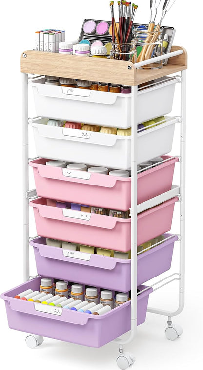 Rolling Storage Utility Cart with 5 Drawers,Colorful