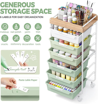 Rolling Storage Utility Cart with 5 Drawers,Colorful