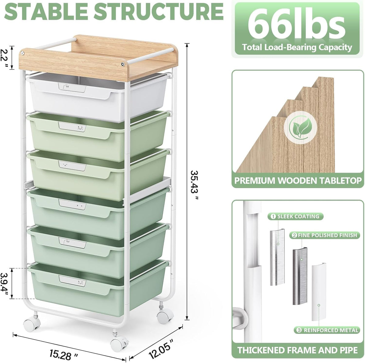 Rolling Storage Utility Cart with 5 Drawers,Colorful