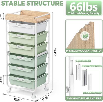 Rolling Storage Utility Cart with 5 Drawers,Colorful