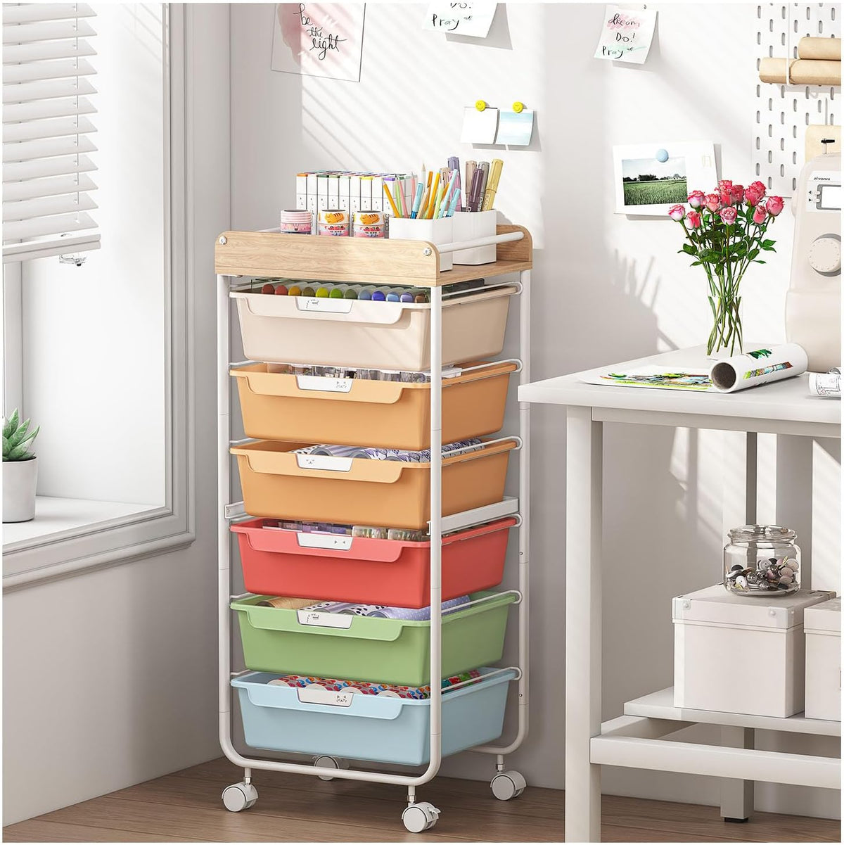Rolling Storage Utility Cart with 5 Drawers,Colorful